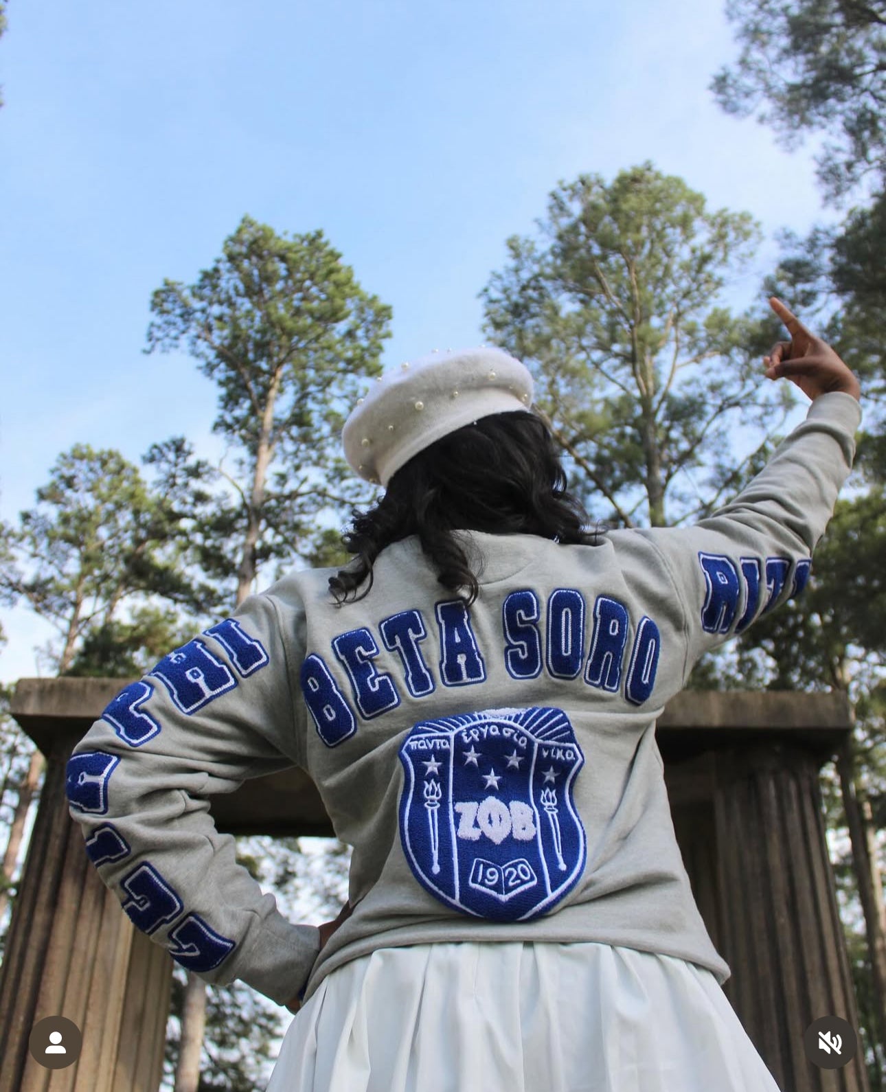 Zeta Phi Beta Sorority, Inc. Chenille Back Design Sweatshirt (heather grey)