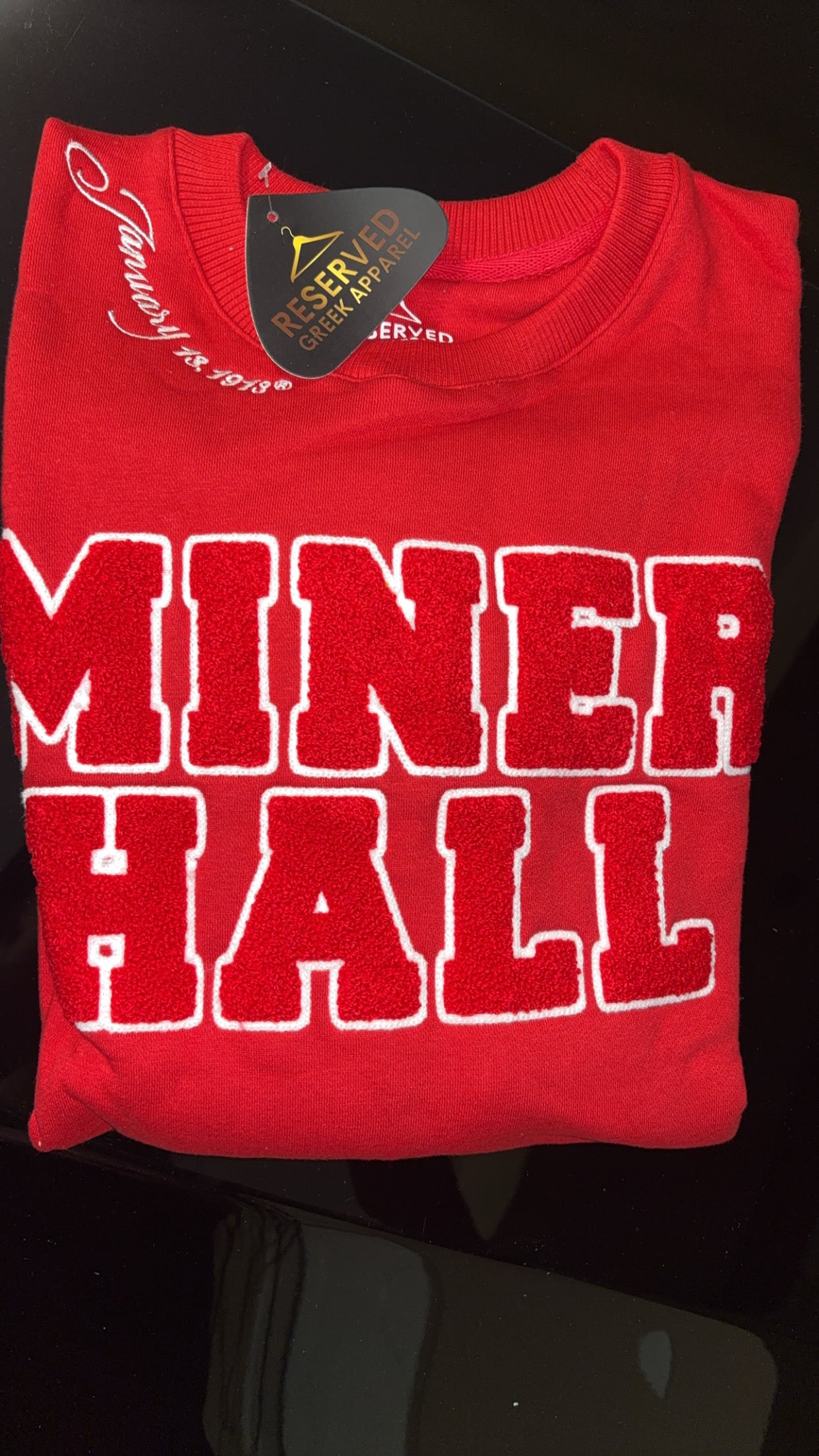 Delta Sigma Theta Sorority, Inc. Miner Hall Chenille Sweatshirt(red/red)