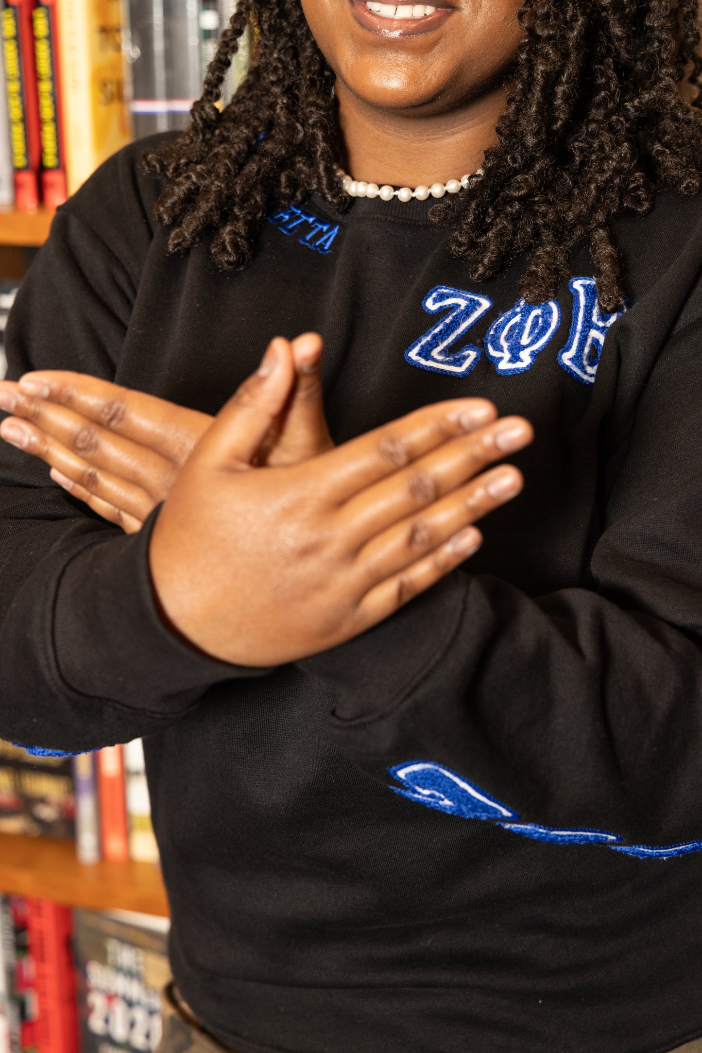 Zeta Phi Beta Sorority, Inc. Chenille Back Design Sweatshirt (black)