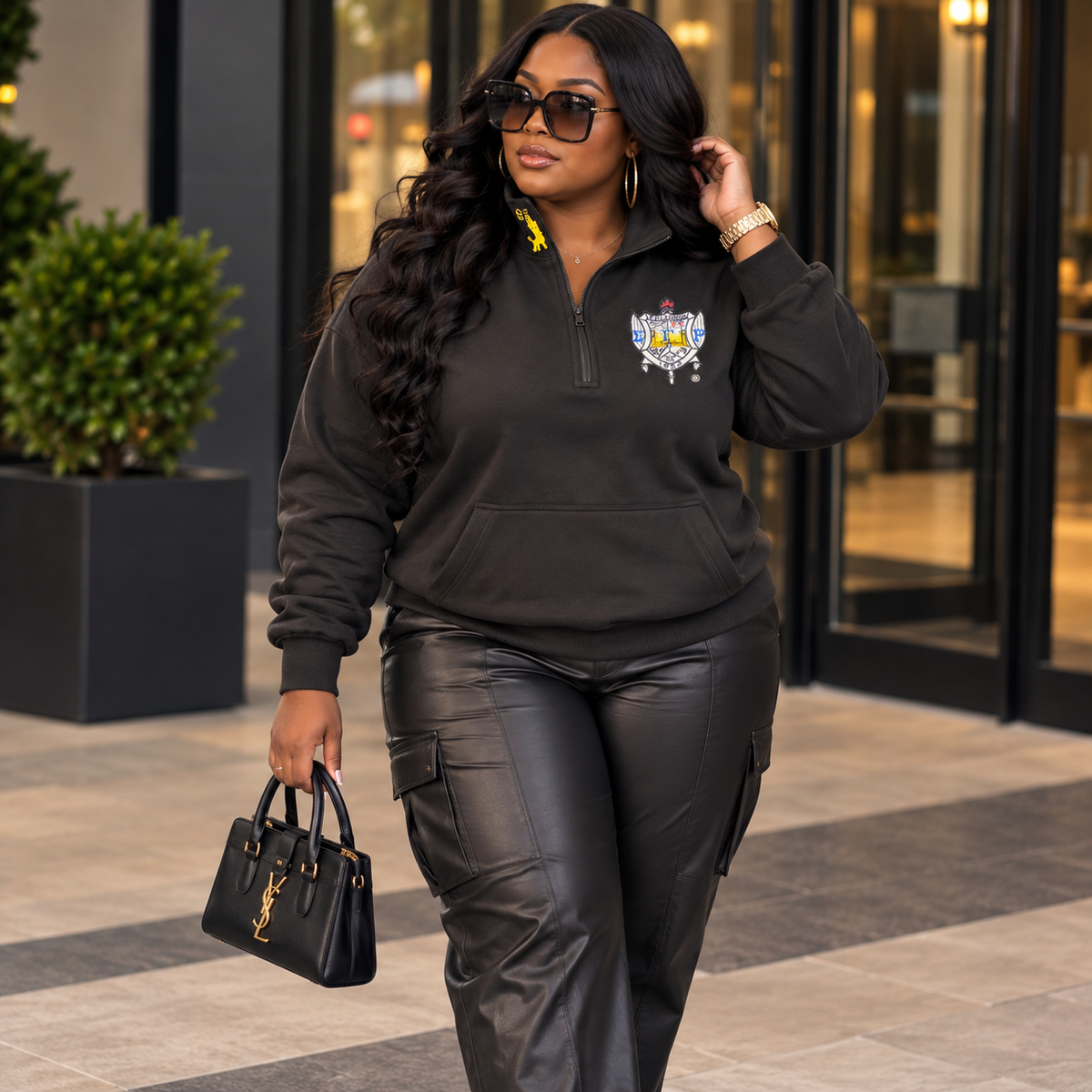 Sigma Gamma Rho Sorority, Inc. Quarter Zip (black)
