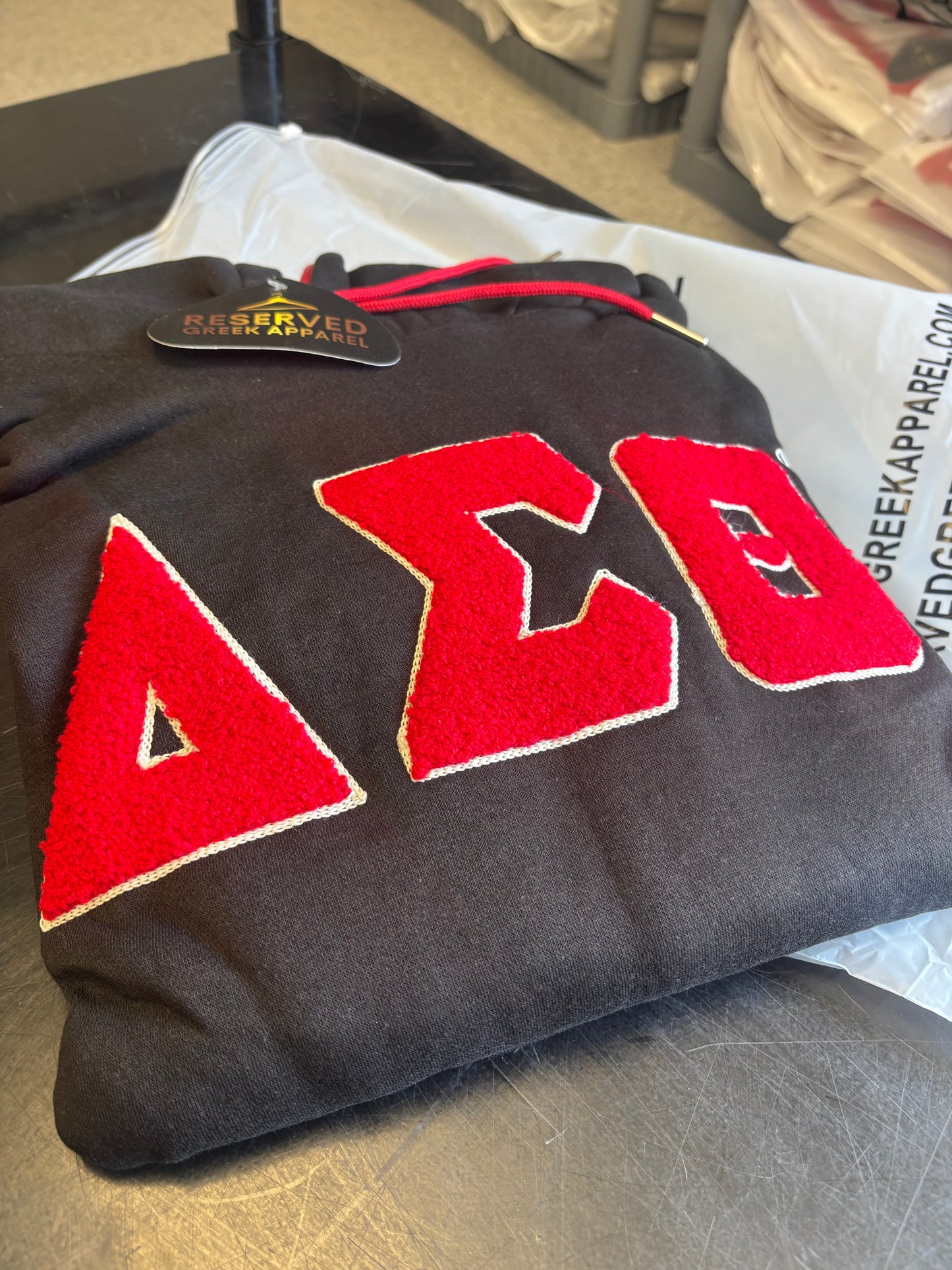 Delta Sigma Theta Sorority, Inc. Hoodie with Satin lined hood (black/red)