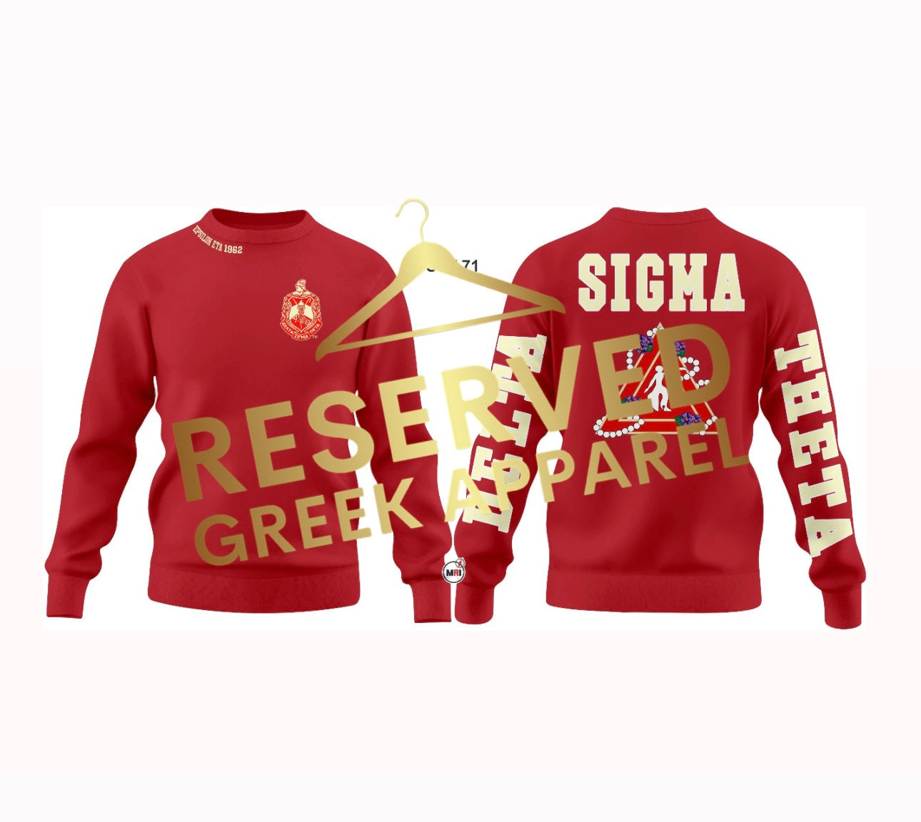 EPSILON ETA CUSTOM DELTA SIGMA THETA SORORITY, INC. CHENILLE BACK DESIGN SWEATSHIRT