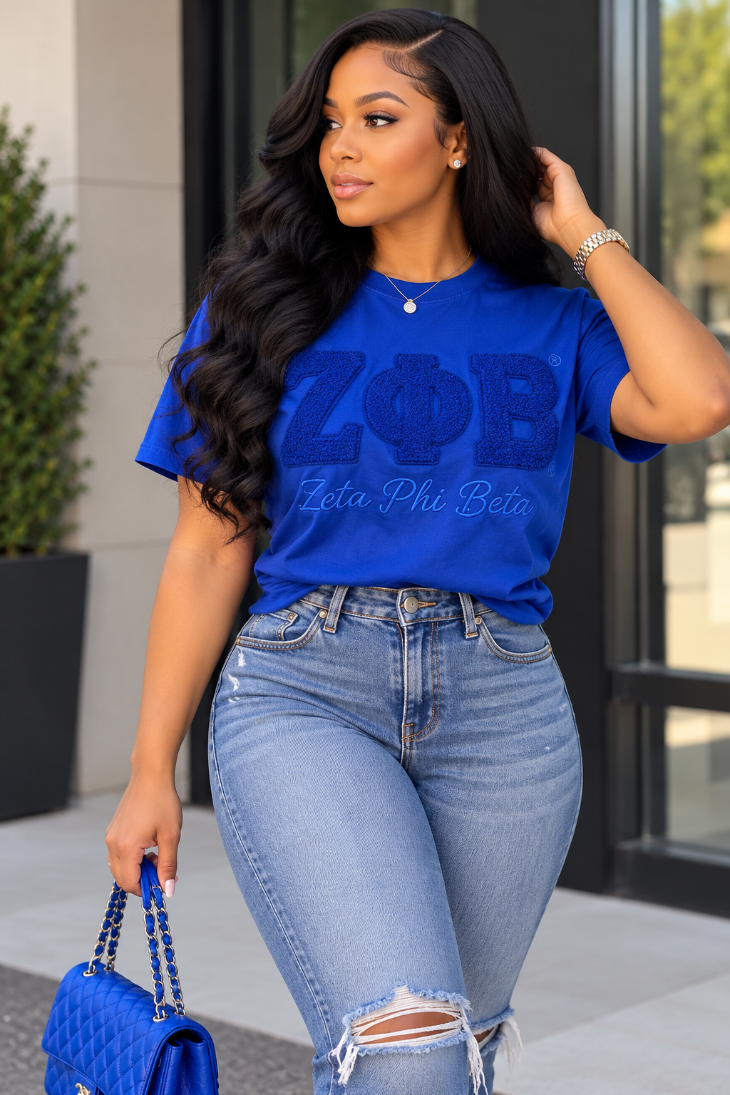 Zeta Phi Beta Sorority, Inc. Greek Letter T-shirt (blue)