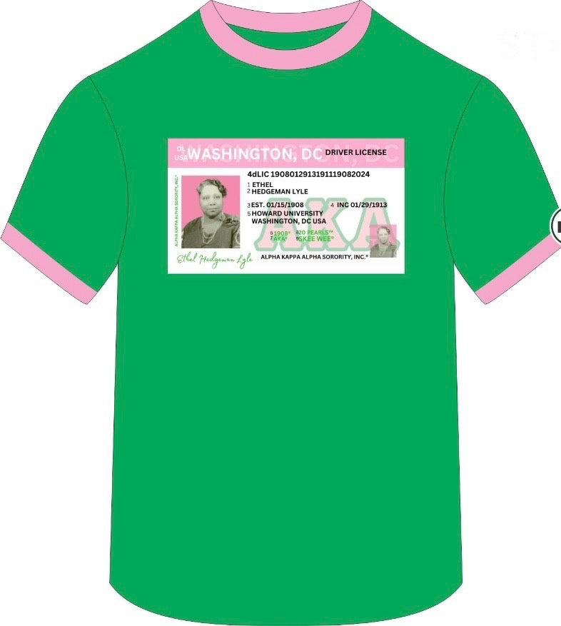 Alpha Kappa Alpha Sorority, Inc. DRIVER LICENSE T-SHIRT (GREEN)