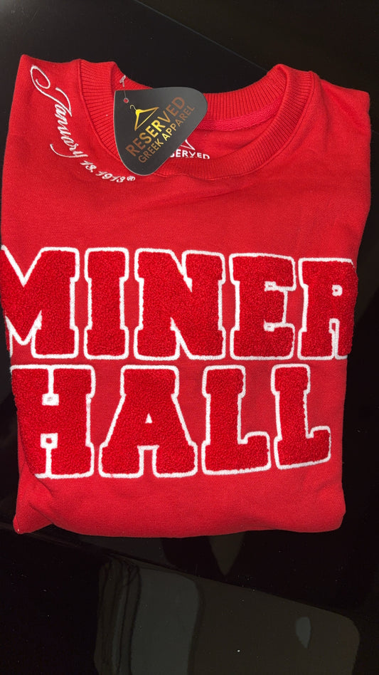 Delta Sigma Theta Sorority, Inc. Miner Hall Chenille Sweatshirt(red/red)