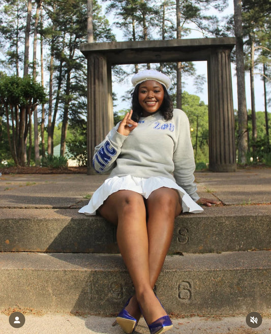 Zeta Phi Beta Sorority, Inc. Chenille Back Design Sweatshirt (heather grey)