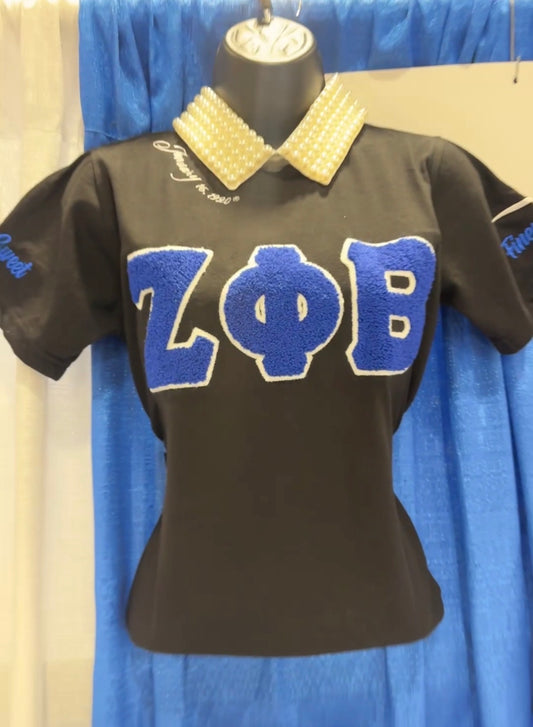 Zeta Phi Beta Sorority, Inc. Chenille T-shirt (black)