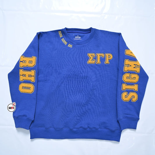 Sigma Gamma Rho Sorority, Inc Chenille Back Design Sweatshirt (blue)