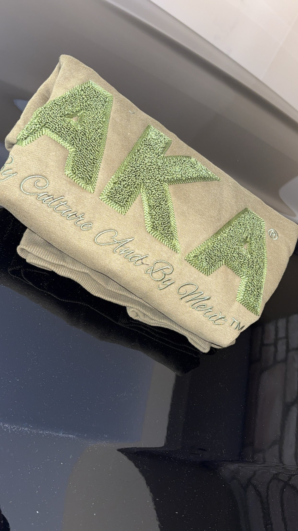 Alpha Kappa Alpha Sorority, Inc. Olive Green Chenille Sweatshirt