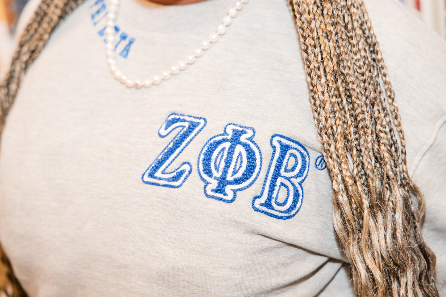 Zeta Phi Beta Sorority, Inc. Chenille Back Design Sweatshirt (heather grey)