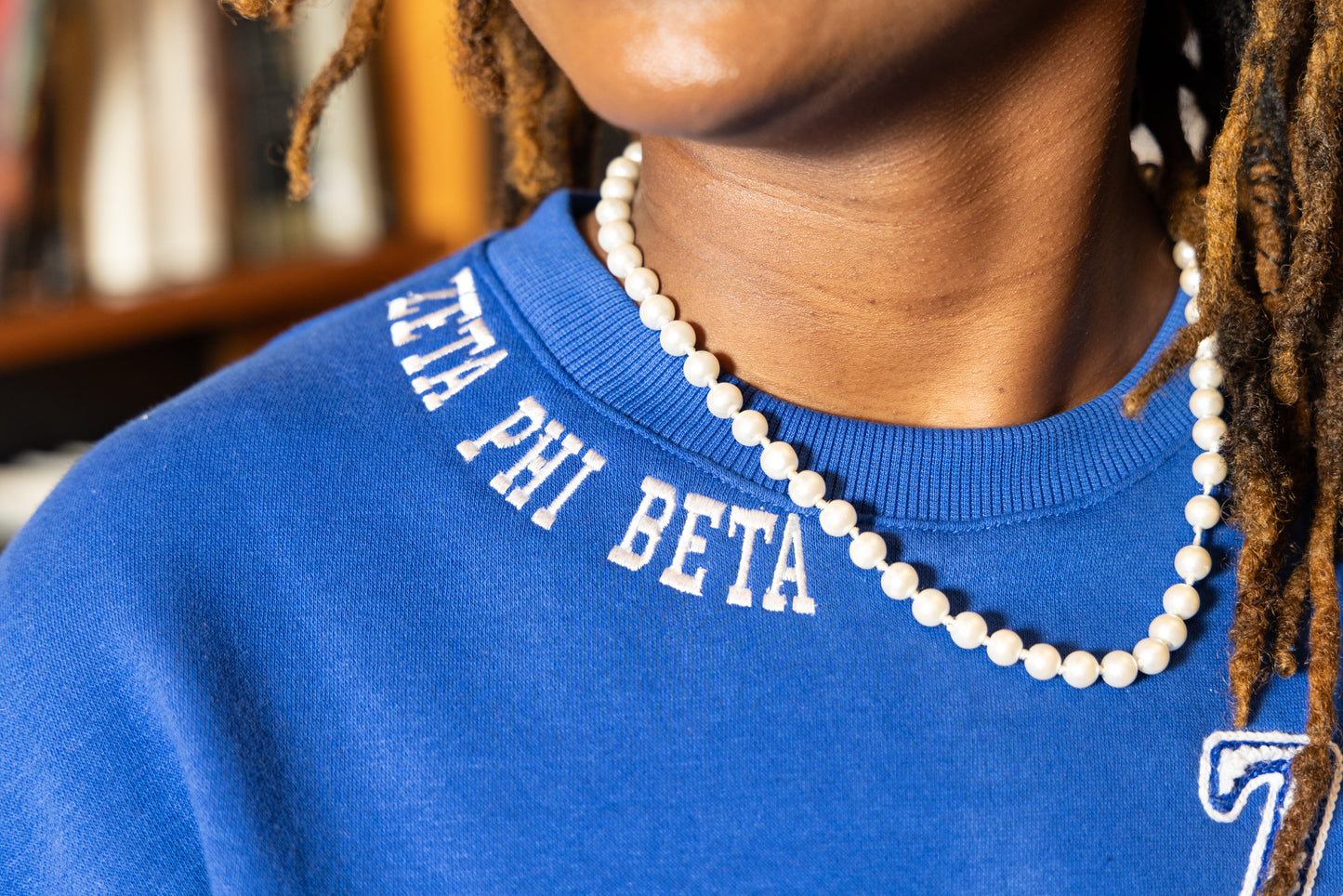 Zeta Phi Beta Sorority, Inc. Chenille Back Design Sweatshirt (blue)