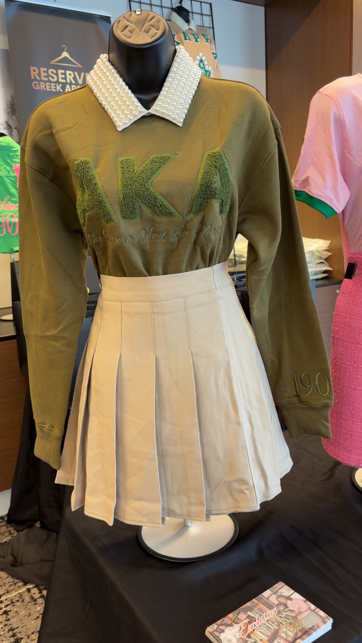 Alpha Kappa Alpha Sorority, Inc. Olive Green Chenille Sweatshirt