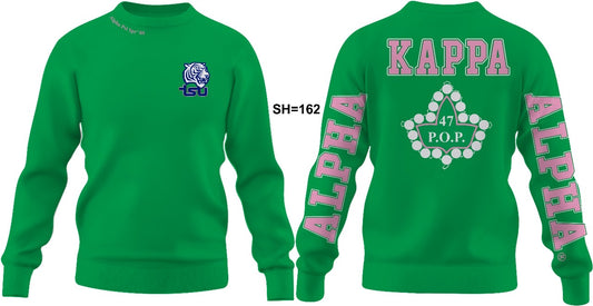 Alpha Psi Custom Alpha Kappa Alpha Sorority, Inc. Chenille Back Design Sweatshirt (Green)