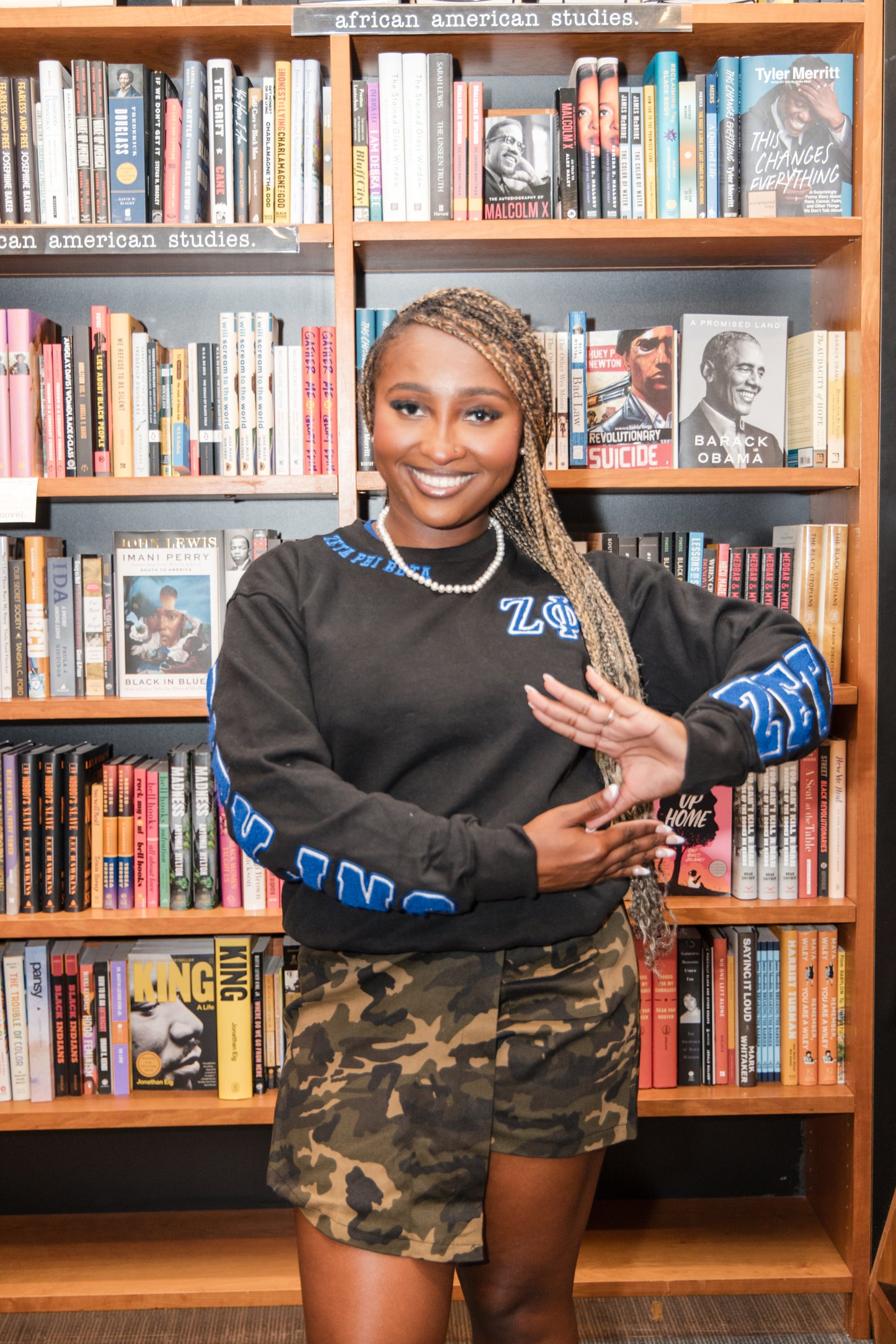 Zeta Phi Beta Sorority, Inc. Chenille Back Design Sweatshirt (black)