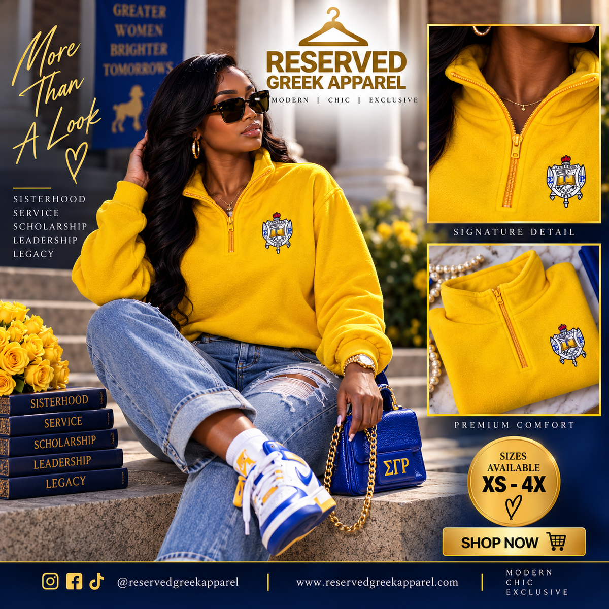 Sigma Gamma Rho Sorority, Inc. Quarter Zipper Pullover (gold)