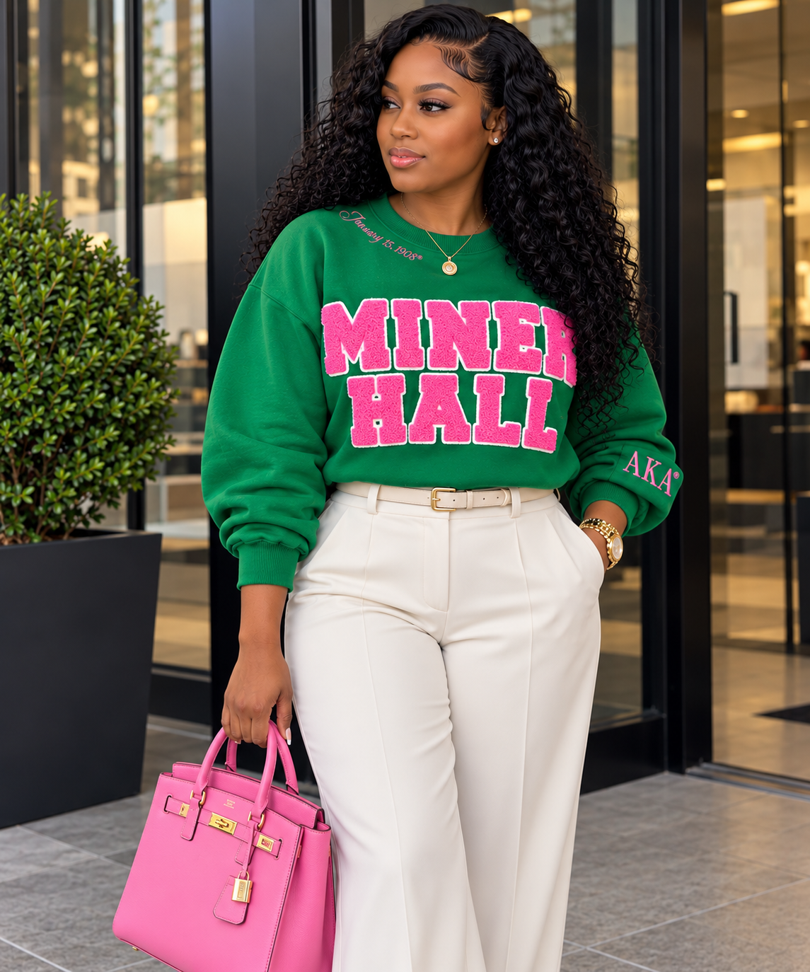 AKA Miner Hall Chenille Sweatshirt(Green)