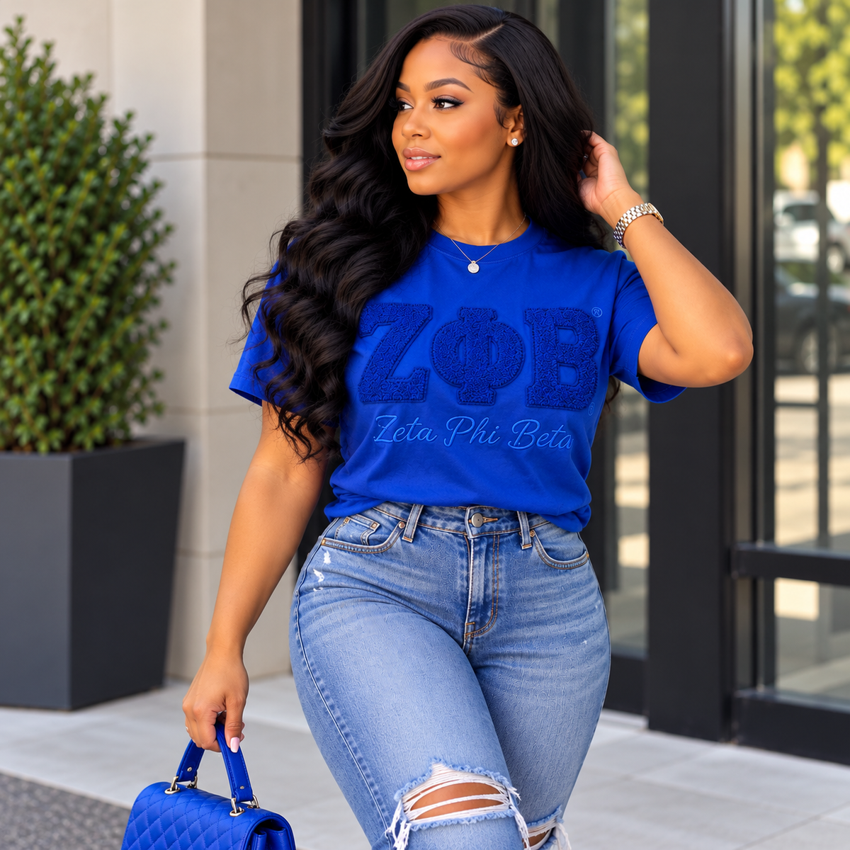 Zeta Phi Beta Sorority, Inc. Greek Letter T-shirt (blue)